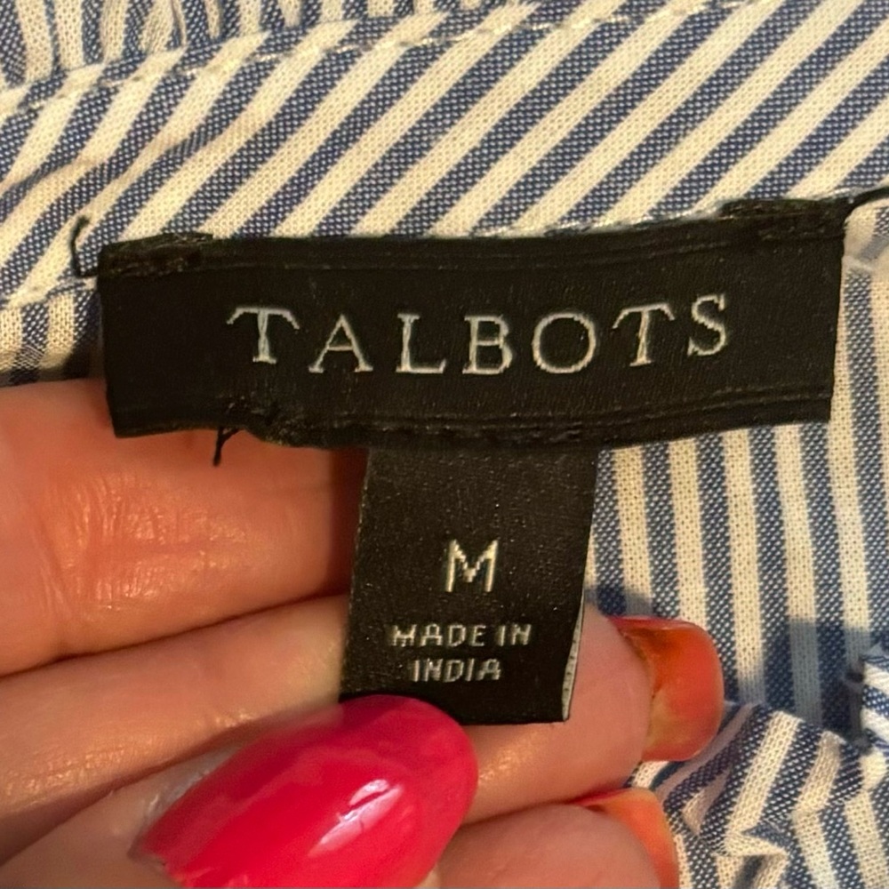 Talbots Lace Trim Stripe Popover - Picture 8 of 9